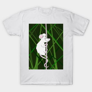 Cartoon Mouse Climbing in Grass T-Shirt